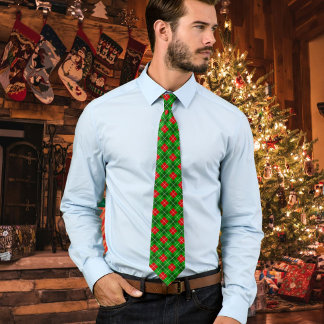Festive Red and Green Christmas Argyle Pattern Krawatte