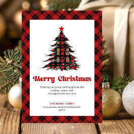 Festive Red Black Tartan Christmas Greeting Feiertagskarte
