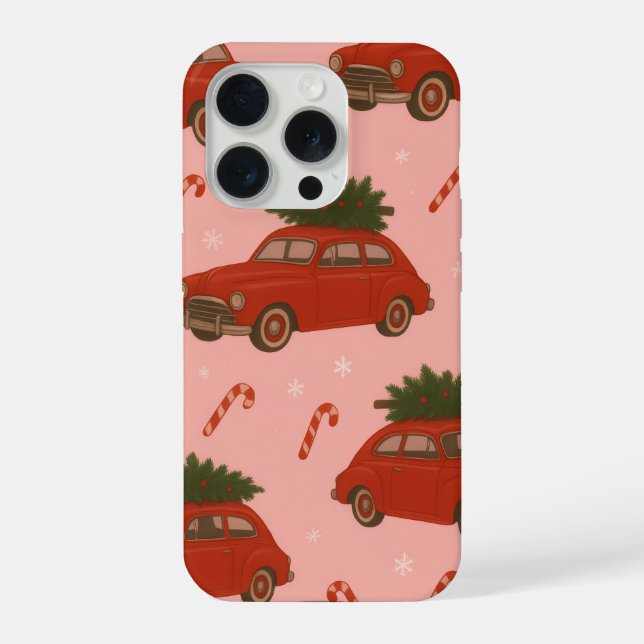 Festive Red Car Christmas Phone Case –Holiday xmas iPhone Hülle (Rückseite)