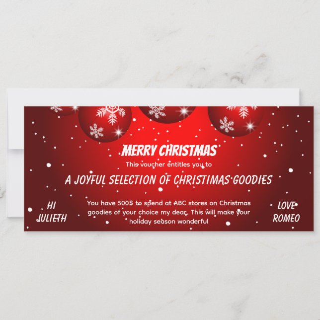 Festive Red Christmas Gift Voucher (Vorderseite)