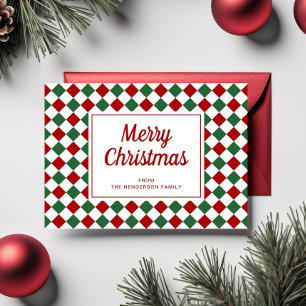 Festive Red Green Checked Frohe Weihnachten