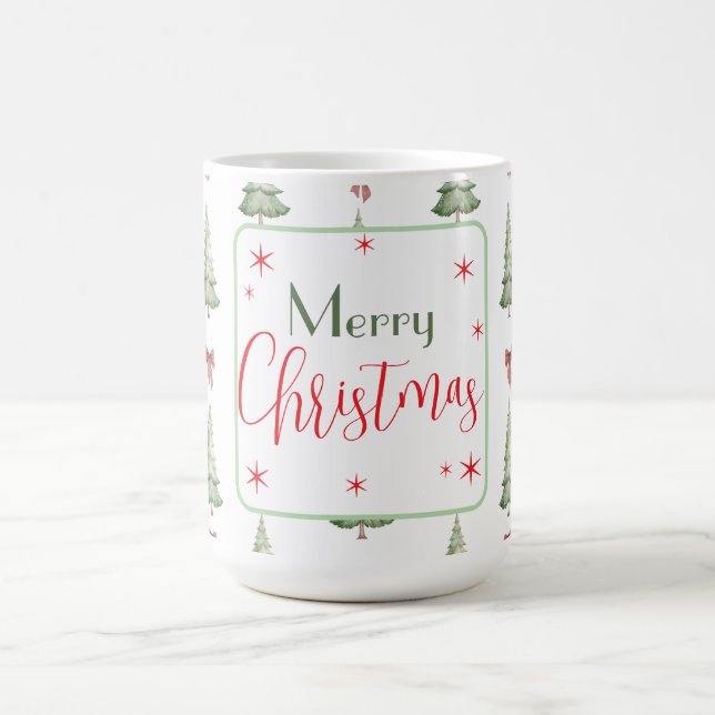 Festive Red Green Merry Christmas Mug Kaffeetasse (Mittel)