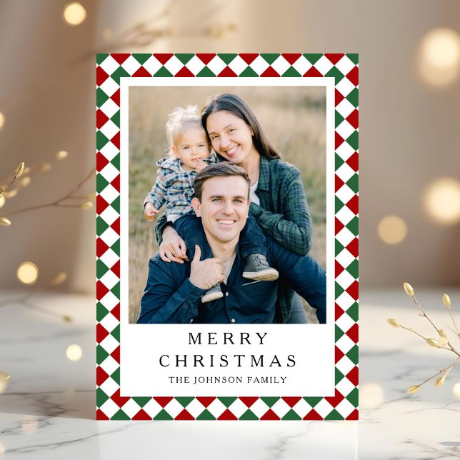 Festive Red Green Photo Christmas Feiertagskarte (Festive Red Green Photo Christmas Holiday Card)