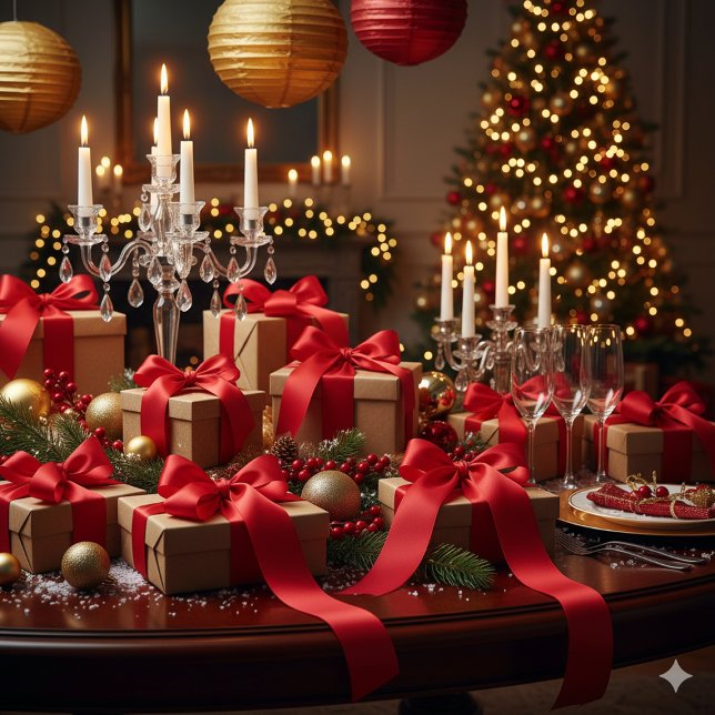 Festive Red Grosgrain Ribbon for Christmas Wrappin Ripsband (Festive Red Grosgrain Ribbon for Christmas Wrapping)