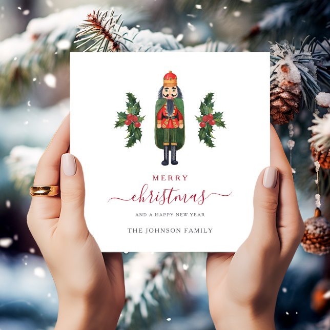 Festive Red Nutcracker Frohe Weihnachten (Festive Red Nutcracker Merry Christmas Holiday Card)