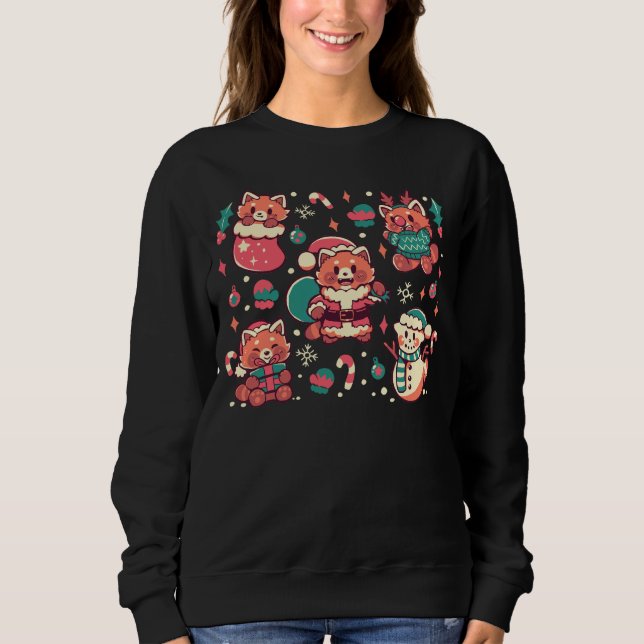 Festive Red Pandas Sweatshirt (Vorderseite)