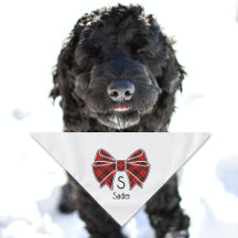 Festive Red Plaid Bow Tie Personalized Small Pet