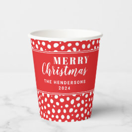 Festive Red Polka Dots Personalisierte Weihnachten Pappbecher