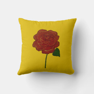 Festive Red Rose & Yellow Throw Pillow Kissen
