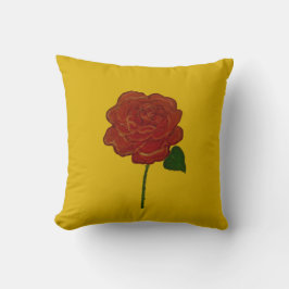 Festive Red Rose & Yellow Throw Pillow Kissen