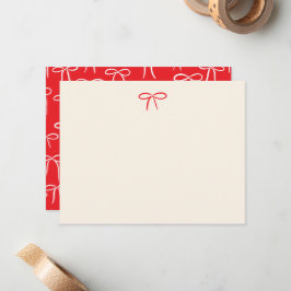 Festive Red Simple Bow Personal Stationery Mitteilungskarte