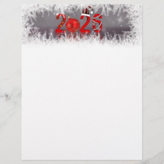 Festive Red Xmas New Year 2026 Stationery Paper Briefbogen (Vorderseite)