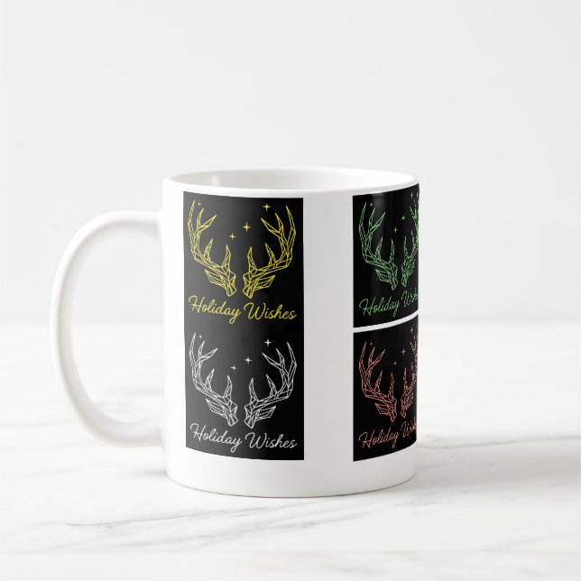 ​Festive Reindeer Antlers & "Holiday Wishes" Desig Kaffeetasse (Links)