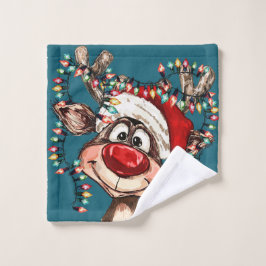 Festive Reindeer Christmas Shower Curtain Waschlappen