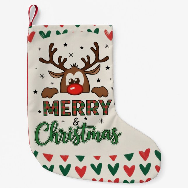 Festive Reindeer Christmas Stocking _Modern  Kleiner Weihnachtsstrumpf (Vorderseite)