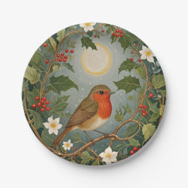 Festive Robin und Holly Pappteller