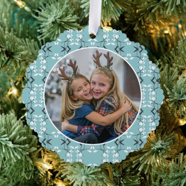 Festive Royal Botanical Robin's Egg Blue Ornament Karte (Insitu (Baum))