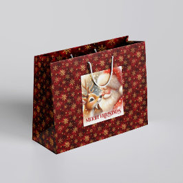Festive Rudolph and Santa Kids Christmas Gift Bag  Große Geschenktüte