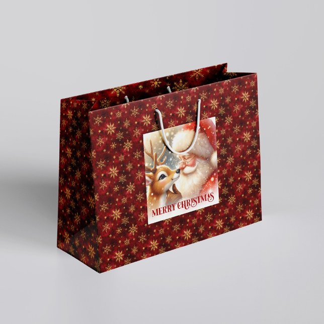 Festive Rudolph and Santa Kids Christmas Gift Bag  Große Geschenktüte (Festive Rudolph and Santa Kids Christmas Gift Bag Fun

)