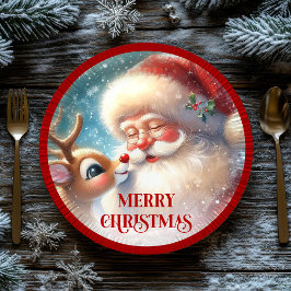 Festive Rudolph Red Nose Funny Christmas Plates Pappteller