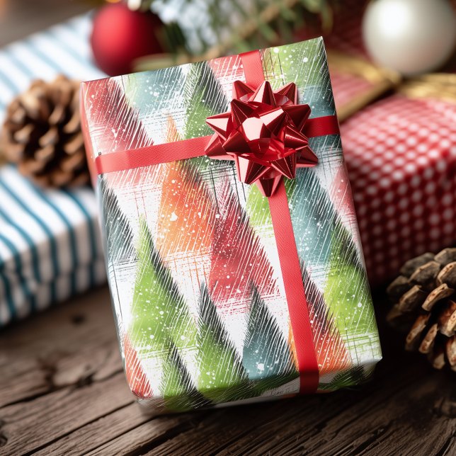 Festive Rustic Winter Trees Geschenkpapier (Von Creator hochgeladen)