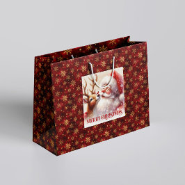 Festive Santa and Rudolph Kids Christmas Gift Bag  Große Geschenktüte