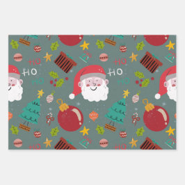 Festive Santa Christmas Wrapping Paper Geschenkpapier Set