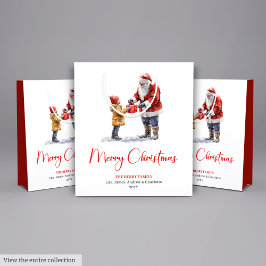 Festive Santa Claus Classic Red Green Gift Bag Mittlere Geschenktüte