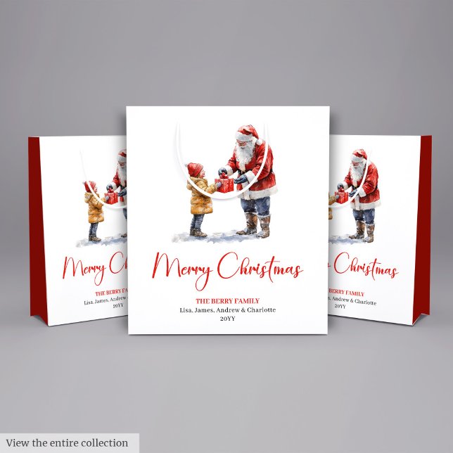 Festive Santa Claus Classic Red Green Gift Bag Mittlere Geschenktüte (Festive Santa Claus Classic Red Green Gift Bag)