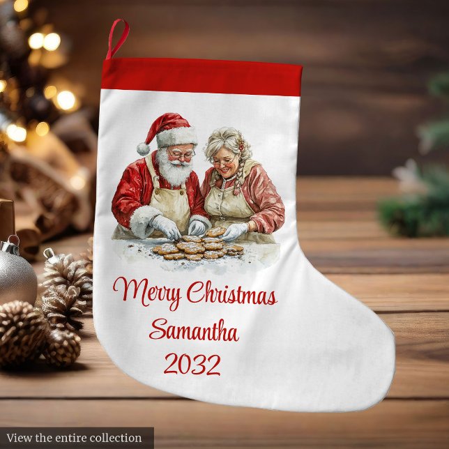 Festive Santa Claus Classic Red White Stocking Großer Weihnachtsstrumpf (Festive Santa Claus Classic Red White Stocking)