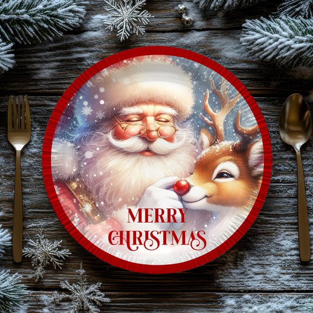 Festive Santa Claus Funny Christmas Kids Paper  Pappteller (Festive Santa Claus Funny Christmas Kids Paper Plates

)