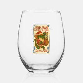 Festive Santa Mahj Wine Glass Weinglas Ohne Stiel