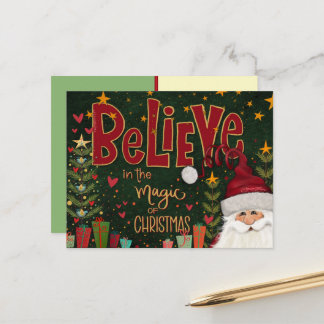 Festive Santa Presents Believe Inspirivity  Postkarte