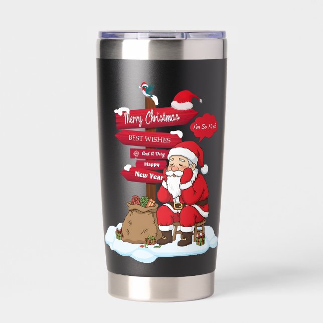 Festive Santa Signpost 11 oz Dual Tone Ceramic Mug Thermobecher (Vorderseite)