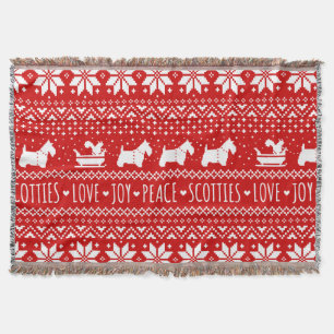 Festive Scottie Hunde Weihnachten   Schottische Te Decke