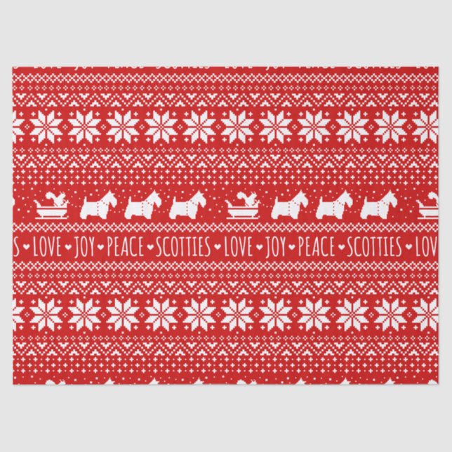 Festive Scottie Hunde Weihnachten | Schottische Te Seidenpapier (Vorderseite)