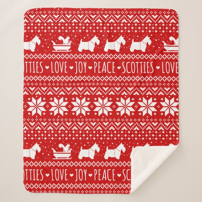 Festive Scottie Hunde Weihnachten | Schottische Te Sherpadecke (Vorderseite)