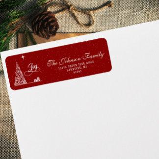 Festive Script Christmas Tree Red Return Address