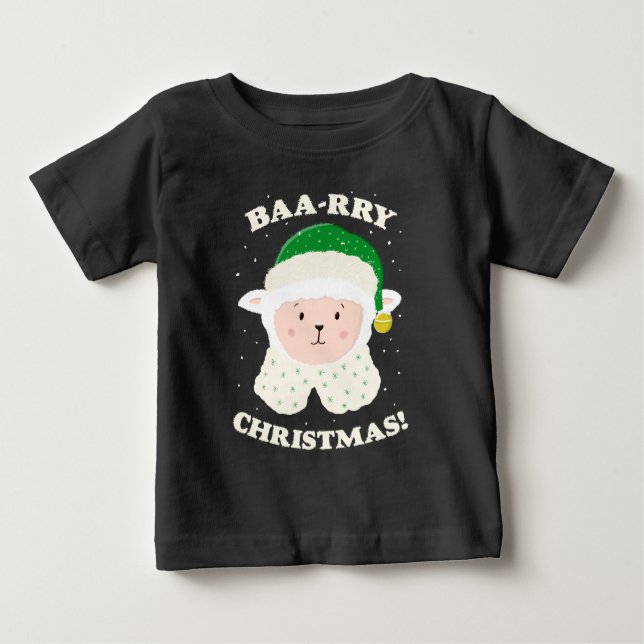 Festive Sheep Says Baa-rry Christmas! Baby T-shirt (Vorderseite)