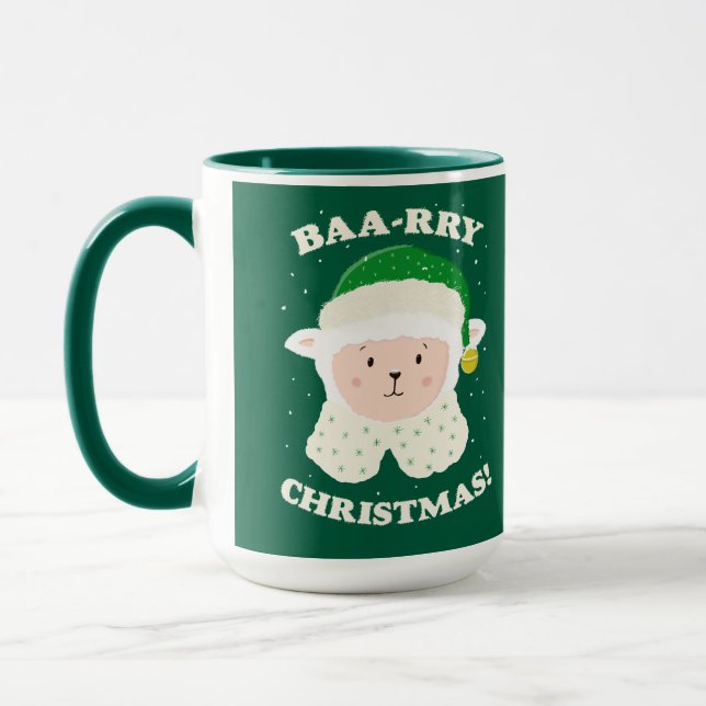 Festive Sheep Says Baa-rry Christmas! Tasse (Links)