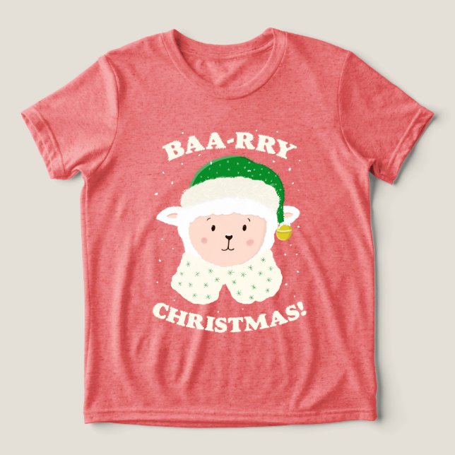 Festive Sheep Says Baa-rry Christmas! Tri-Blend Shirt (Design Vorderseite)