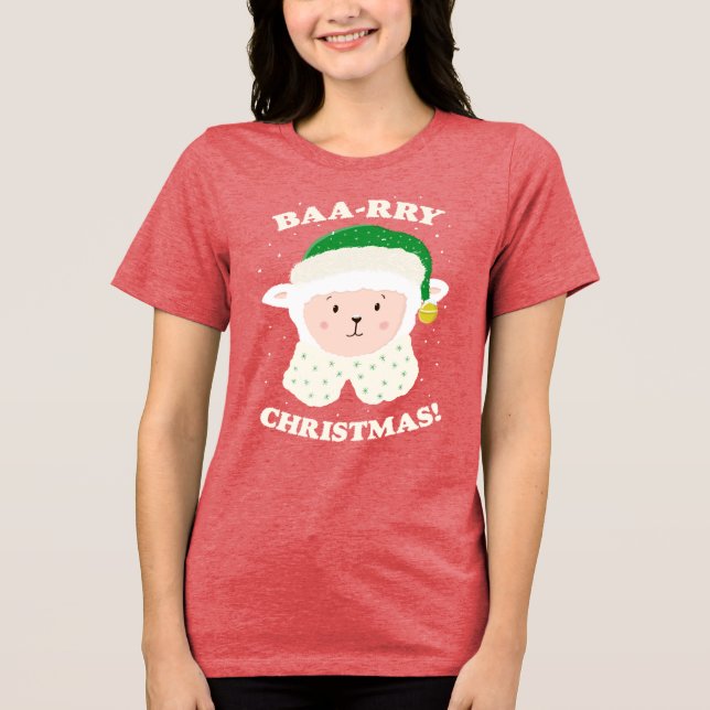 Festive Sheep Says Baa-rry Christmas! Tri-Blend Shirt (Vorderseite)
