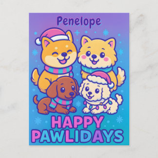 Festive Shiba Inu Poodle Dachshund  Postkarte