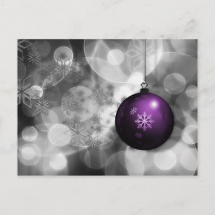 festive silberne violette Ornament-Weihnachtskarte Feiertagspostkarte
