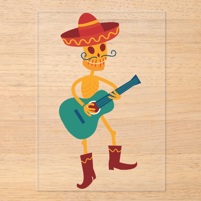Festive Skeleton Guitar Player Acryleinladungen (Vorderseite)