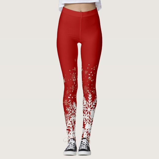Festive Snowflake Pattern for Holiday Comfort Leggings (Vorderseite)