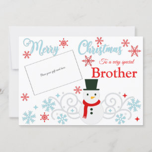 Festive Snowman Brother Geschenkkartenhalter Karte
