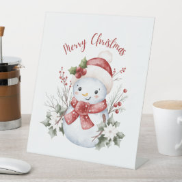 Festive Snowman Christmas Pedestal Sign Sockelschild