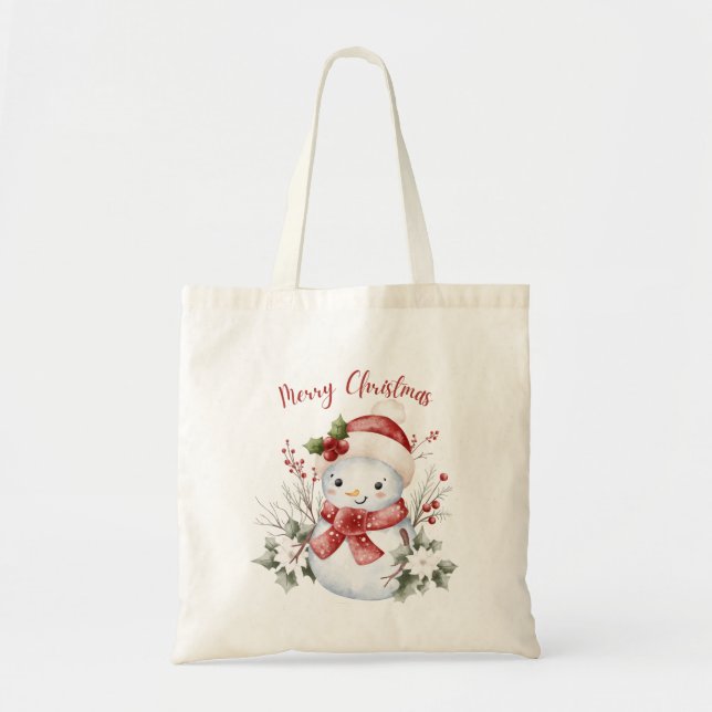 Festive Snowman Christmas Tote Bag Tragetasche (Vorne)