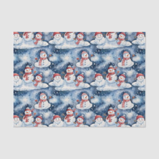 Festive Snowman Pattern in Watercolor Seidenpapier